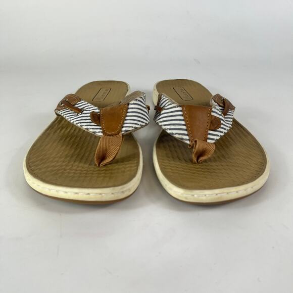 Sperry Top-Sider Womens 6.5M Shoes Sandals Flip Flops Flats Navy Nautical Stripe - Picture 2 of 15